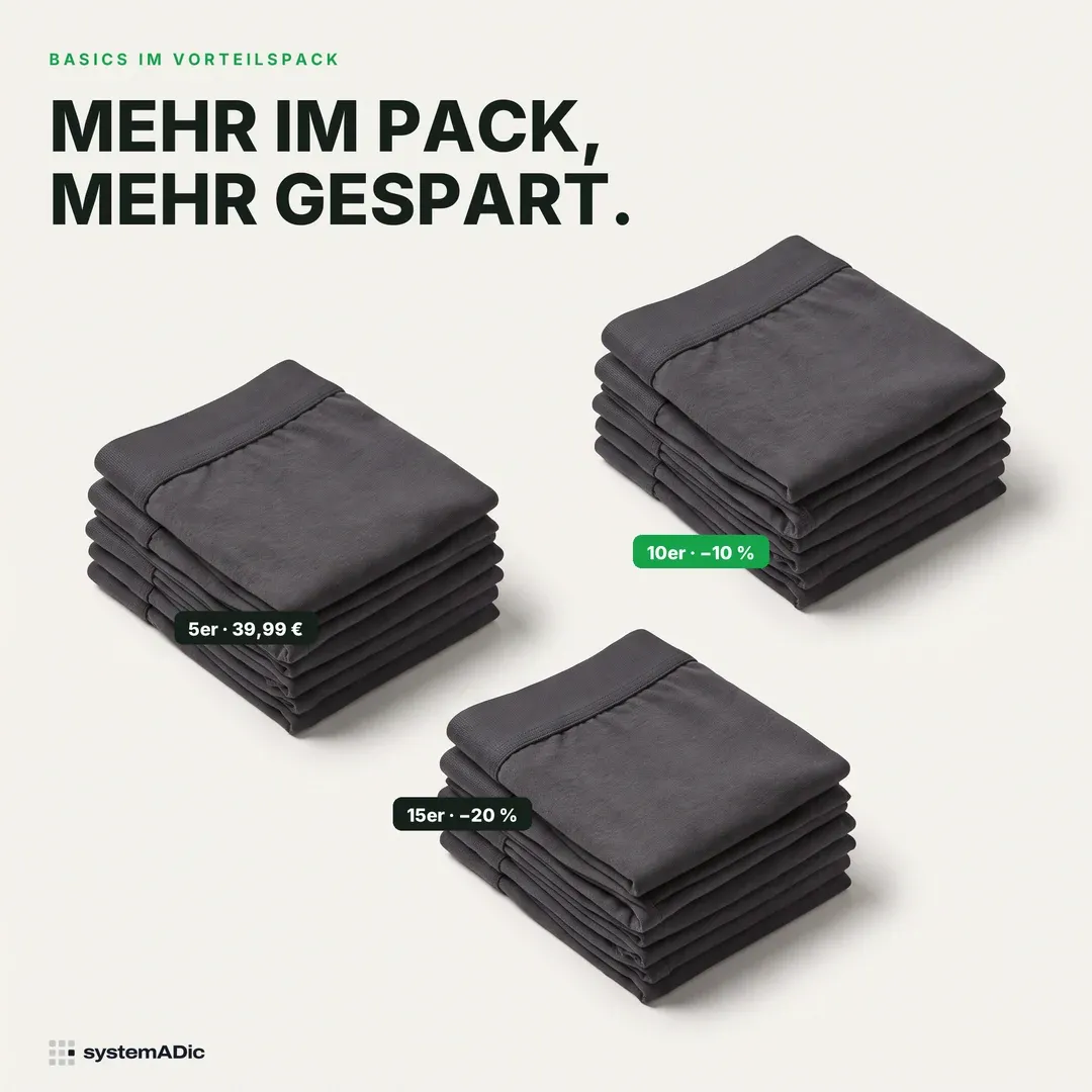 Musterkonzept: Staffel-/Bundle-Anzeige für Basics — „Mehr im Pack, mehr gespart.“