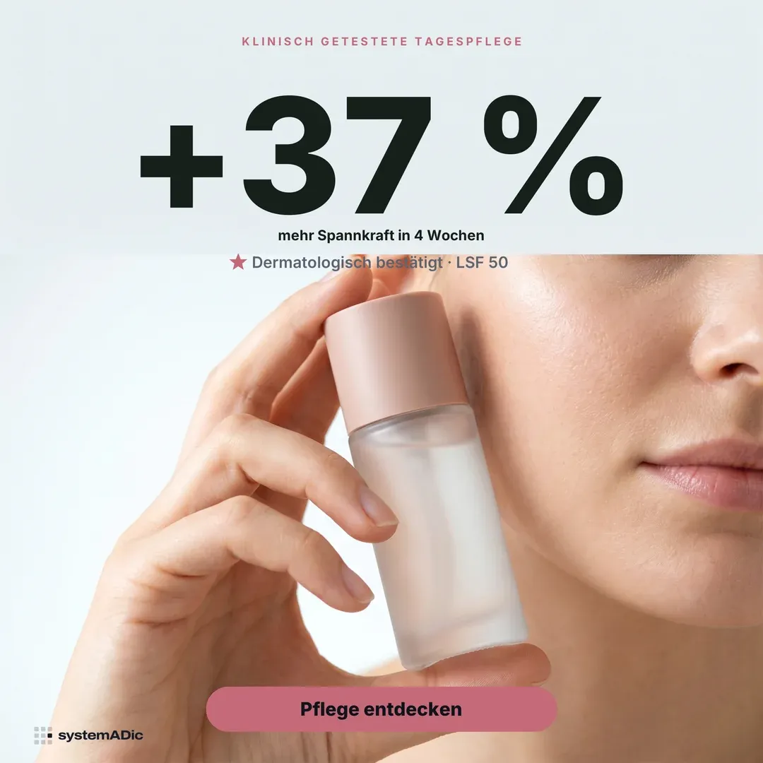 Musterkonzept: Statement-Anzeige für eine Tagespflege — „+37 % mehr Spannkraft in 4 Wochen.“